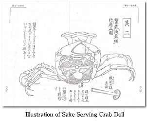 Illustration of Sake Serving Crab Doll
